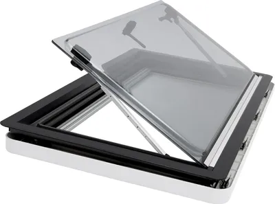 Produktbild von Wohnwagen/Wohnmobil Fenster - Ausstellfenster 90x50 cm - Öffnungswinkel 70° - Mit Sonnenschutz und Insektenschutz - Wandstärke 25–35 mm - Schwarz