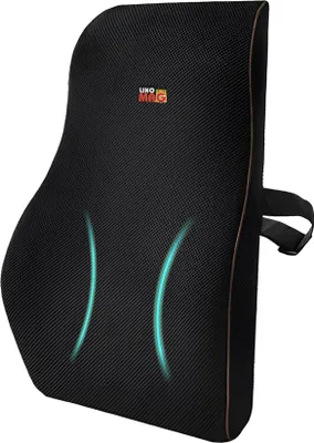 Obrázek produktu pro Kompletní bederní polštář pro kancelářskou židli nebo auto, Linomag®, paměťová pěna, černý, 44 x 37 x 12 cm