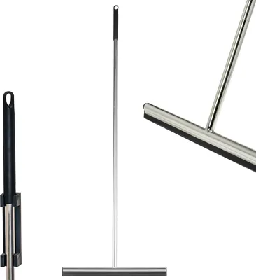 Produktbild von bremermann Bodenabzieher mit Wandhalter, aus Edelstahl hochglänzend und Silikon