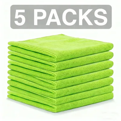 Immagine prodotto di Panni in microfibra per la pulizia, altamente assorbenti, durevoli e senza pelucchi, confezione da 5 pezzi, colore verde