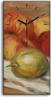 Produktbild von Wanduhr Bürouhr Leinwand Bild Geräuschlos 30x60 Gemälde Früchte Äpfel Kunst - schwarze Hände