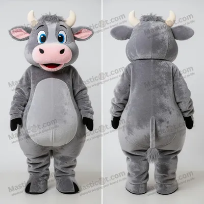 Produktbild von Grauer MASTICOT Samt-Fleece-Kuh-Maskottchen