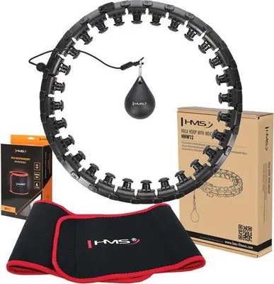 Obrázek produktu pro Hula Hop Plus Size Set Hhw12 Černý S Výstupky A Závažími Hms + Opasek Br163 Červený