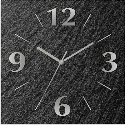 Produktbild von ARTland Wanduhr auf Alu Quarzuhr - silberne Zeiger Schieferoptik Größe: 30x30 cm