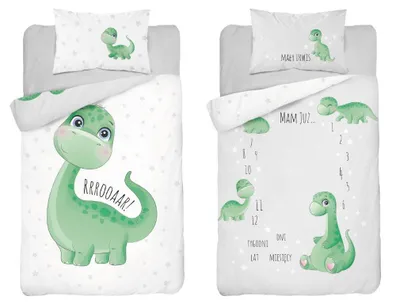 Produktbild von Babybettwäsche, Baumwollbettwäsche für ein Bett 100x135cm Dinosaurier 3617a