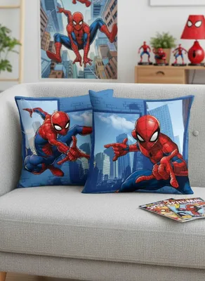 Produktbild von Marvel Spiderman soft velvet Kissen, Kuschelkissen, gefüllt, KI-generiertes Bild