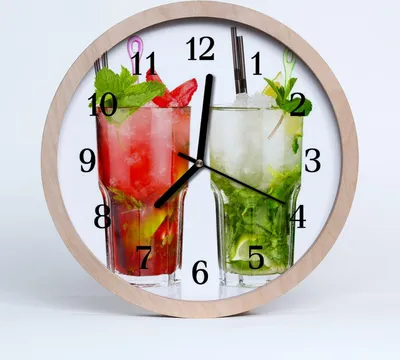 Produktbild von Holzuhr 30fi cm wanduhr - Cocktails Drinks