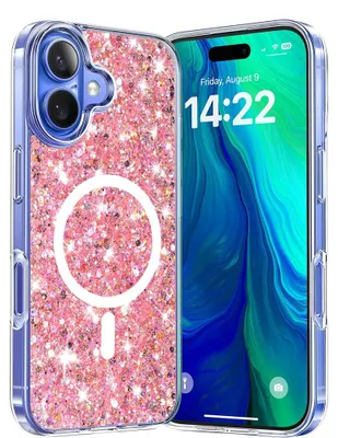 Obrázok produktu pre Techsuit Kryt Sparkly Glitter s MagSafe pre iPhone 16 Plus – ružový