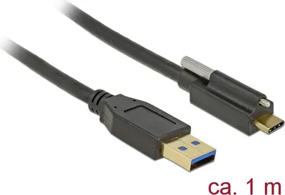 Produktbild von DeLOCK 83717, 1 m, USB A, USB C, USB 3.2 Gen 2 (3.1 Gen 2), Männlich/Männlich, Schwarz