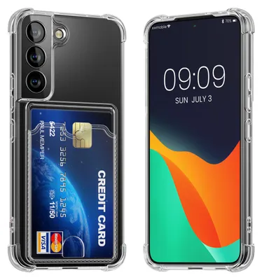 Produktbild von kwmobile Hülle mit Kartenfach kompatibel mit Samsung Galaxy S22 - Handyhülle Galaxy S22 mit Kartenfach - Soft Case in Transparent