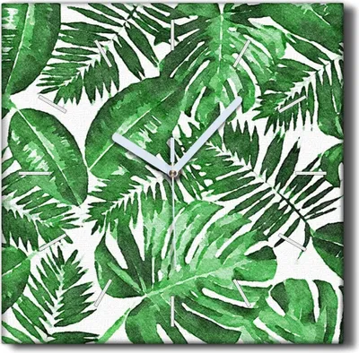 Produktbild von Coloray Hodiny Unikátní 30x30 cm  Tiché hodiny Pro obývací pokoj a kuchyň Nástěnné hodiny Plátno Černé ručičky hodin - listy