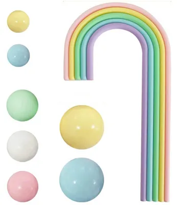 Produktbild von 28 Stück Macaron-Regenbogenkugeln als Tortenaufsatz, Ballon-Tortenaufsatz, bunte Kugeln als Tortendekoration für Hochzeiten, Babypartys und Geburtstagsfeiern