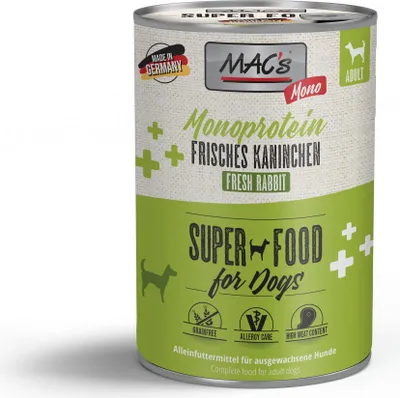 Produktbild von MAC's DOG - Monoprotein Dose 6x400g  |  Mono Kaninchen