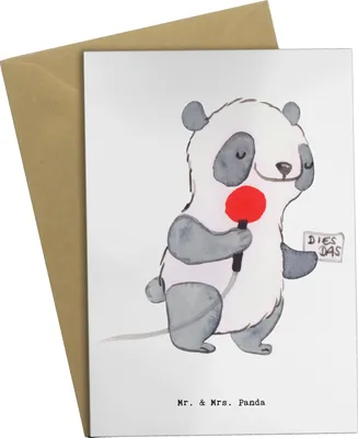 Produktbild von Mr. & Mrs. Panda Glückwunschkarte Sportreporter Herz - Weiß - Geschenk, einladungskarten, neujahrskarte, osterkarte, weihnachtskarten, Beileidskarte