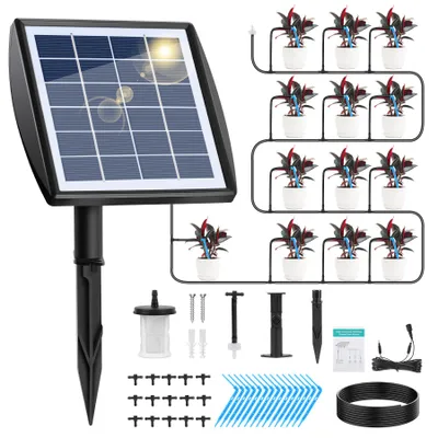 Produktbild von MIAJARD Solar Bewässerungssystem Automatisches Set mit Wassersensor,Automatische BewäSserung mit Timer und 15 Tropfer -15m Schlauch