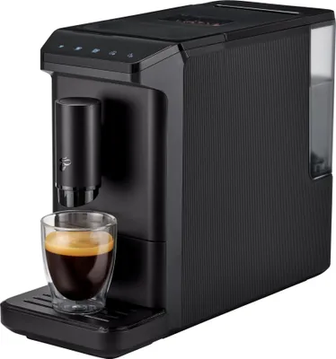 Tchibo Kaffeevollautomat Esperto mini für Caffè Crema und Espresso, nur 16cm breit, klein und kompakt, geeignet für jede Küche, Camping, Tinyhouse, Studentenapartment, Schwarz