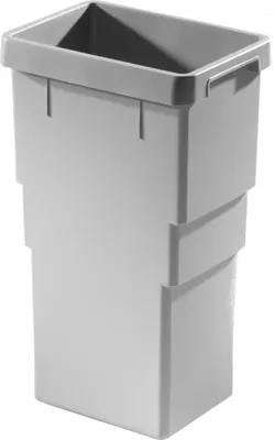 A light gray plastic trash can insert with handles at the top.