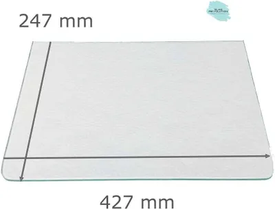 Produktbild von Kühlschrank Einlegeboden - Strukturglas Kathedral 4 mm - 2 abgerundete Ecken - 427 mm x 247 mm - (89,96 EUR / qm - Mindestbfl. 0,25 qm - Kantenb. 5,35 EUR / lfm - Eckenb. 1,00 EUR / Stck)