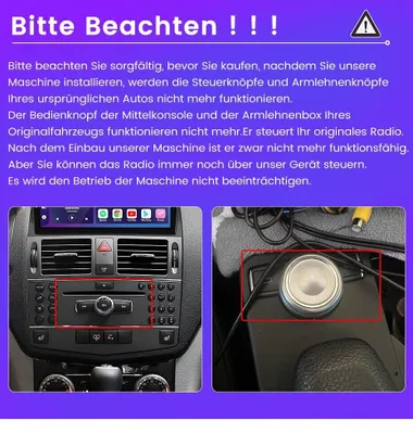 Produktbild von Autoradio Android 13 für Mercedes Benz C Klasse W204 S204 9 Zoll Touchscreen GPS Navigation WLAN Carplay Android Auto 2 DIN Einbau 4x45 Watt Bluetooth