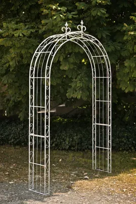 Produktbild von Rosenbogen Sun antik weiß aus Eisen mit Verzierungen, 148x260 cm, Durchgang 126 cm