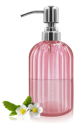 Imagen del producto de Dispensador de jabón de vidrio y acero inoxidable, recargable, de 300 ml, para baño y cocina