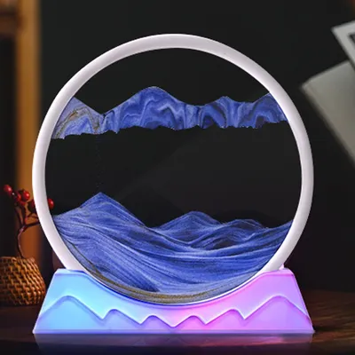 Produktbild von Sanduhren, 3D Fließende mit LED Licht, Sandbilder zum Drehen, Sanduhr-Dekoration, RGB Nachtlicht, 7" Sandmalerei, Sandbilder LED Licht, Geschenke