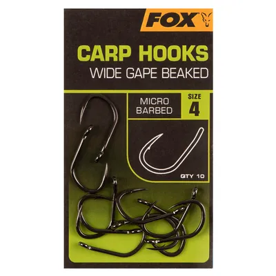 Produktbild von Fox Carp Hooks Wide Gape Beaked - 10 Karpfenhaken, Größe:6