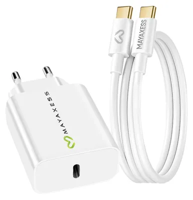 Immagine prodotto di Mayaxess, alimentatore da 20 W per Galaxy A57 + cavo USB-C da 1 m, bianco