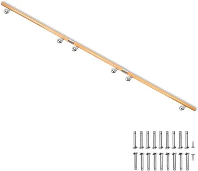 Produktbild von Buche Holz Handlauf Treppengeländer Geländer für Treppe Wandhandlauf | 450 cm, Wand, seitliche Montage, mit Halterungen und Montagematerial