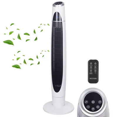 Produktbild von Echos Turmventilator Ventilator sehr leise | 8h Timer | Fernbedienung | Oszillierend | Ionisator | LED-Display | 3 Geschwindigkeitsstufen | Tower-Ventilator | 60 Watt