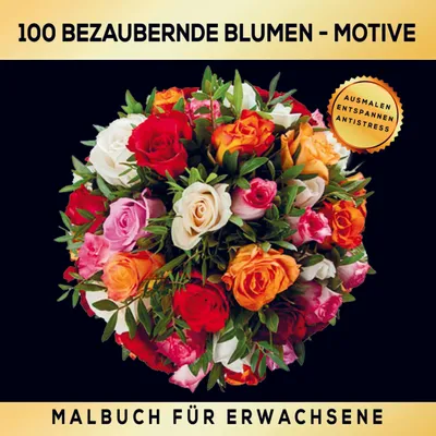 Produktbild von Malbuch für Erwachsene - 100 Mandala-Blumen-Motive für Erwachsene!