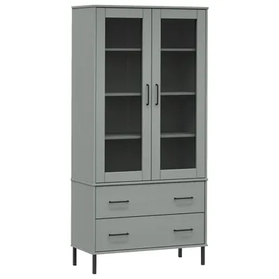 Produktbild von vidaXL Bücherschrank OSLO Metallbeine Grau 85x35x172,5 cm Massivholz