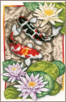 Produktbild von Lanarte Kreuzstich Stickpackung "Tiere. Tanz der Koi", Zählmuster, 27x44cm