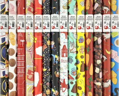 Produktbild von Benza-Sortiment Sinterklaas Geschenkpapier – 2 Meter x 70 cm – 5 Rollen