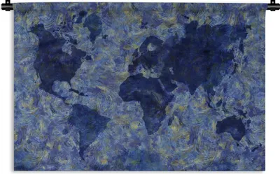 Produktbild von MuchoWow® Wandteppich Wandbehang Weltkarte - Van Gogh - Gemälde 120x80 cm Tapisserie Dekoration Wandtuch - Wanddekorationen - Wandtücher