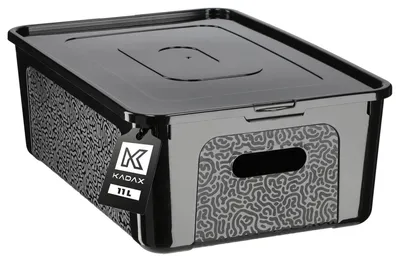Produktbild von Kunststoffbox - Aufbewahrungsbox mit Deckel - 11 l - Verschließbar - Ordnungsbox - Schwarz