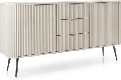 Productafbeelding van Kommode Zova Ksz-168, dressoir, 168x89x39 cm, 2 deuren, 3 lades, MDF, kasjmierkleur/zwarte poten