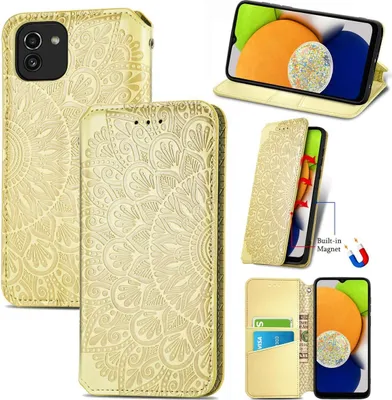 Produktbild von König Design Hülle kompatibel mit Samsung Galaxy A03 Kunstleder Handyhülle - Handy Case Gelb