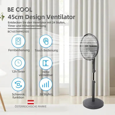Produktbild von Stehventilator - Ventilator - Standventilator - Fußventilator - Stativventilator - Schwarz - 50 W Gleichstrommotor