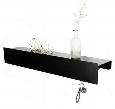 Produktbild von Minimalistischer Schlüsselanhänger mit Regal und 8 Haken für die Wand - Schwarz
