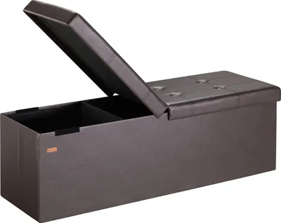 Obrázek produktu pro CASARIA® Lavice s úložným prostorem, hnědá - Skládací, 115 x 40 x 40 cm, objem 130 l, nosnost až 300 kg, čalouněná, lněný vzhled - Úložný box s víkem, sedací truhla s úložným prostorem, čalouněná lavice