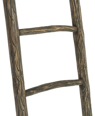 Productafbeelding van Teakea - Teakhouten Decoratie Ladder Carved Bruin 50x5x175 cm - Luxe Houten Sierladder