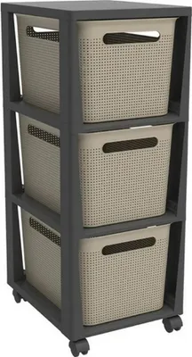 Image de Commode Rotho Pina à 3 tiroirs 77x36,6x29,6 cm Cappuccino-Anthracite