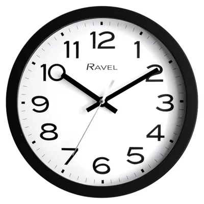 Wandklok 25 cm analog Quarz schwarz Kunststoff