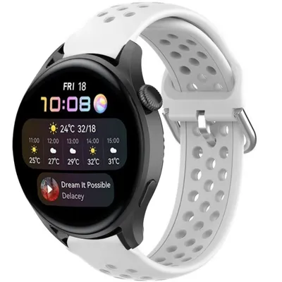Produktbild von Strap-it Huawei Watch 3 (Pro) Silikonarmband mit Löchern (Weiß)