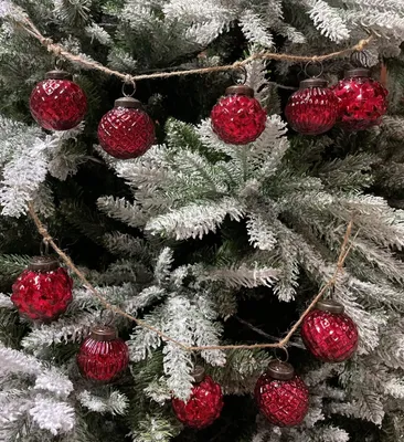 2er-Set Glas-Kugelgirlanden Ø 5 cm, rot, Weihnachtsdekoration