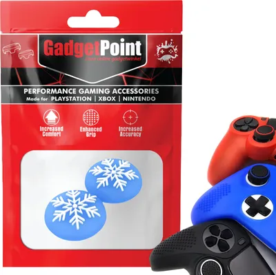 Produktbild von Thumbgrips - Thumb Grips voor PlayStation, PS5, Xbox X/S, One & Switch Pro Controller - Gaming Thumbgrips - Performance Anti-Slip Thumbsticks - Bescherming Accessoires - Sneeuwvlok - Blauw -