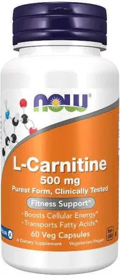 Image de L-Carnitine 500 mg 60 gélules végétales Now Foods