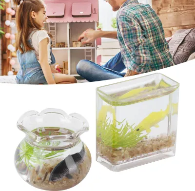 Produktbild von 2 Stück Simulations-Miniatur-Fischschalen im Maßstab 1:12, Puppenhaus-Zubehör, Tanks