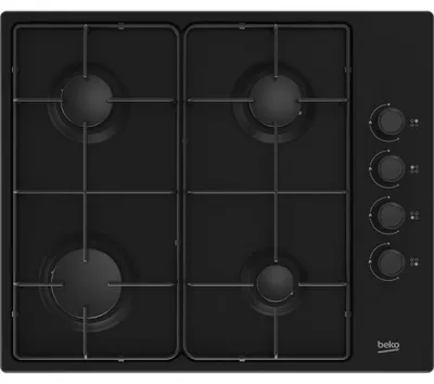 Produktbild von Beko HIBG64120SB, Schwarz, Integriert, 60 cm, Gaskochfeld, Edelstahl, 4 Zone(n)
